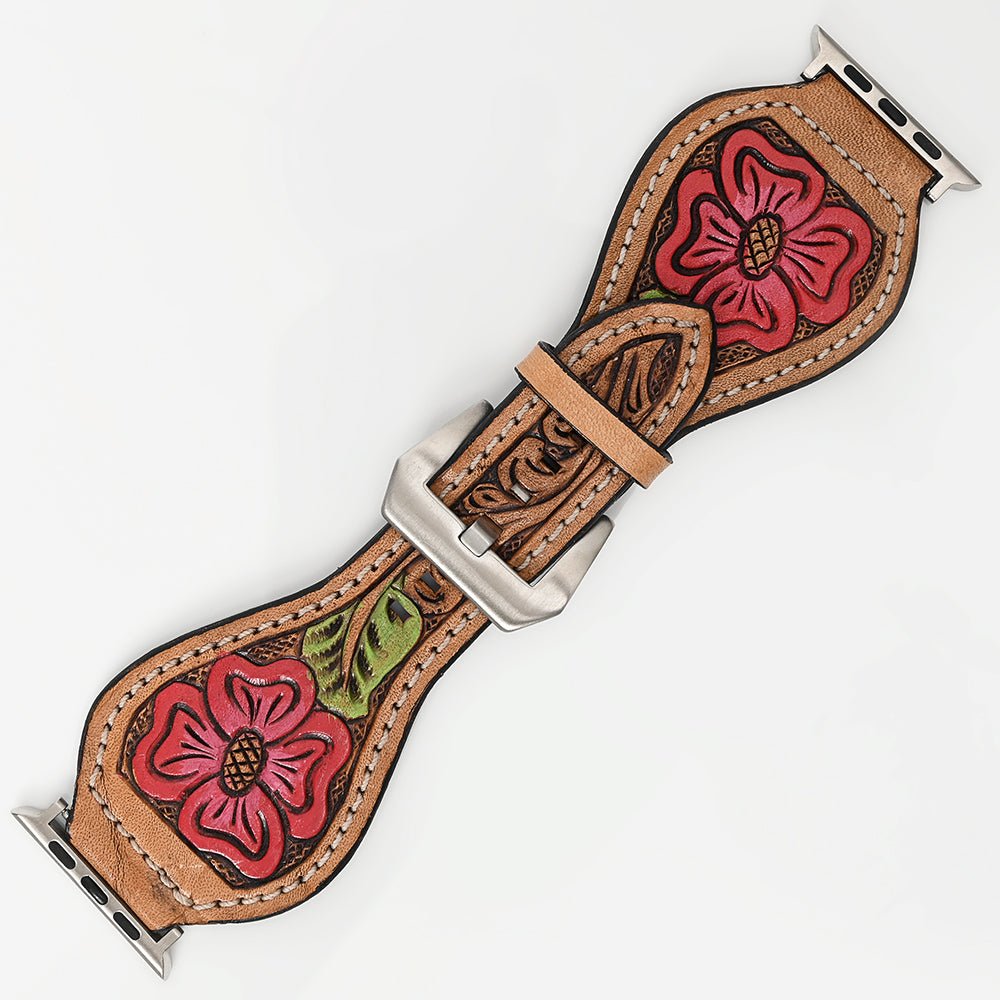 American Darling Floral Hand Tooled I watch Men Women Genuine Leather