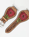 American Darling Beautifully Hand Tooled Painted Genuine Leather I watch Strap Men and Women Unisex