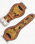 American Darling Beautifully Hand Tooled Painted Genuine Leather I watch Strap Men and Women Unisex