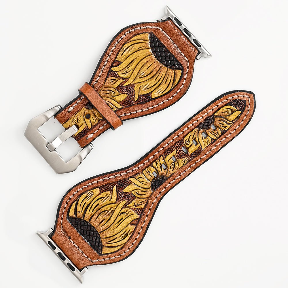 American Darling Floral Hand Tooled I watch Men Women Genuine Leather