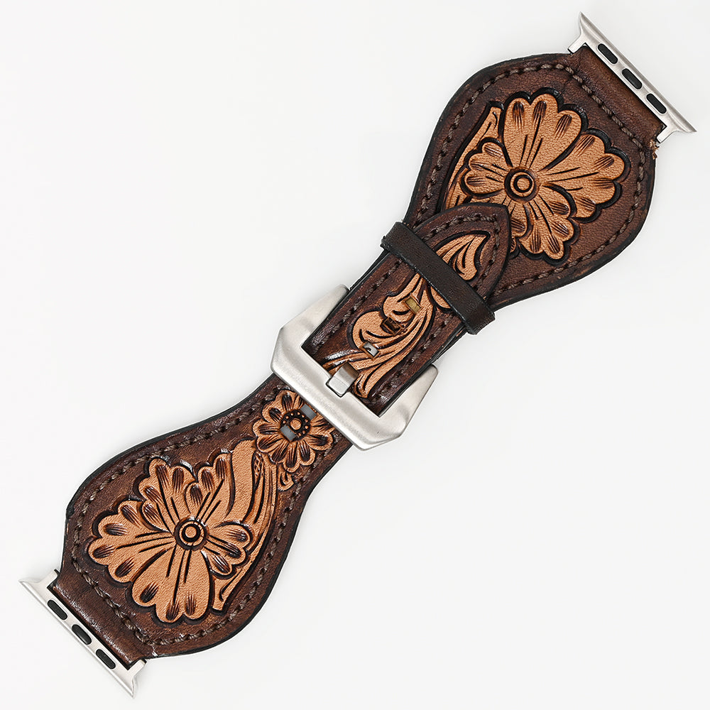 American Darling Beautifully Hand Tooled Painted Genuine Leather I watch Strap Men and Women Unisex