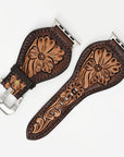 American Darling Beautifully Hand Tooled Painted Genuine Leather I watch Strap Men and Women Unisex