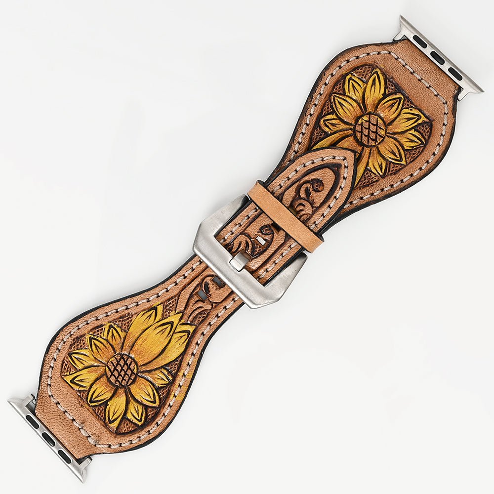 American Darling Floral Hand Tooled I watch Men Women Genuine Leather