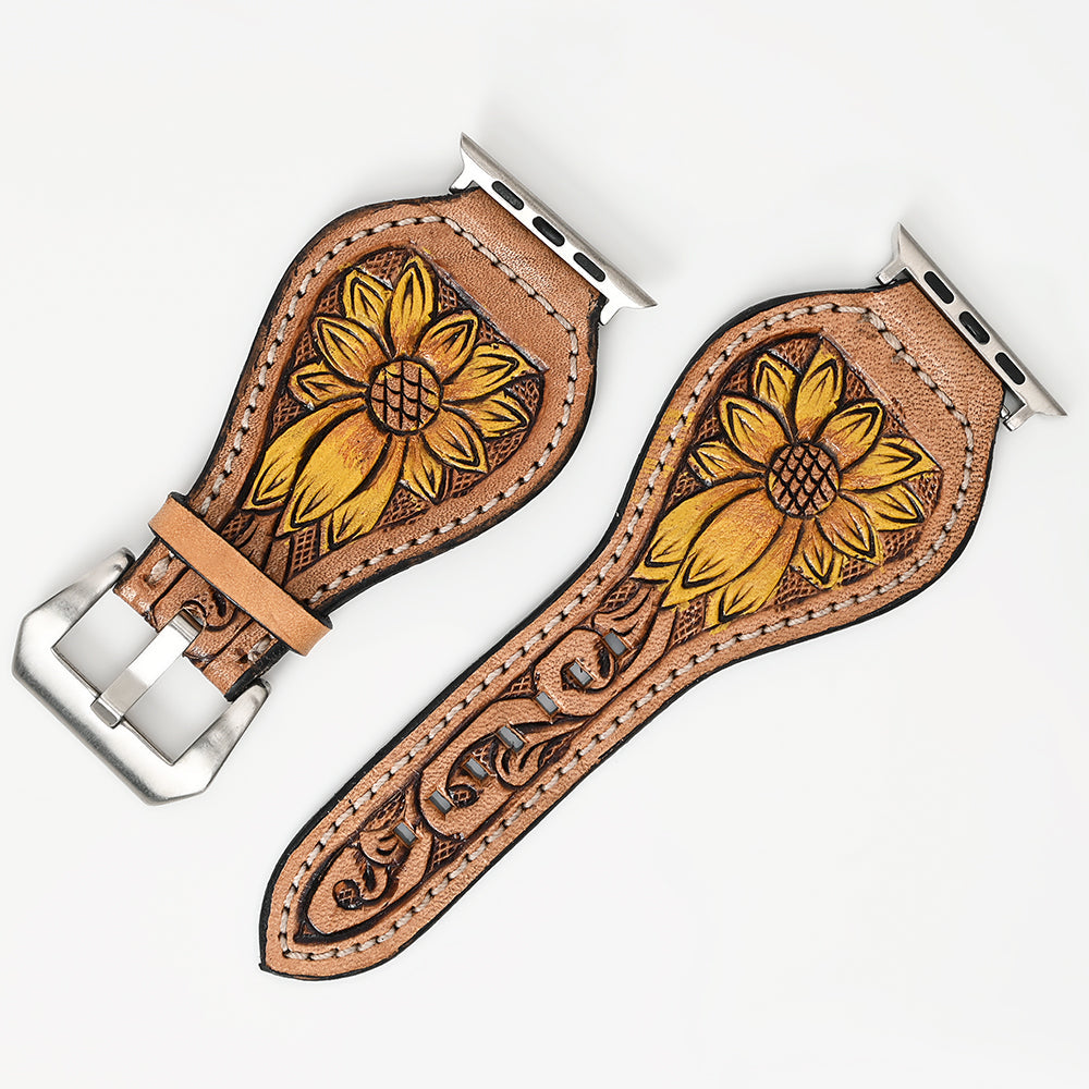 American Darling Beautifully Hand Tooled Genuine American Leather I watch Strap Men and Women Unisex