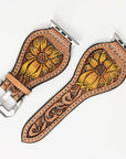 American Darling Beautifully Hand Tooled Painted Genuine Leather I watch Strap Men and Women Unisex