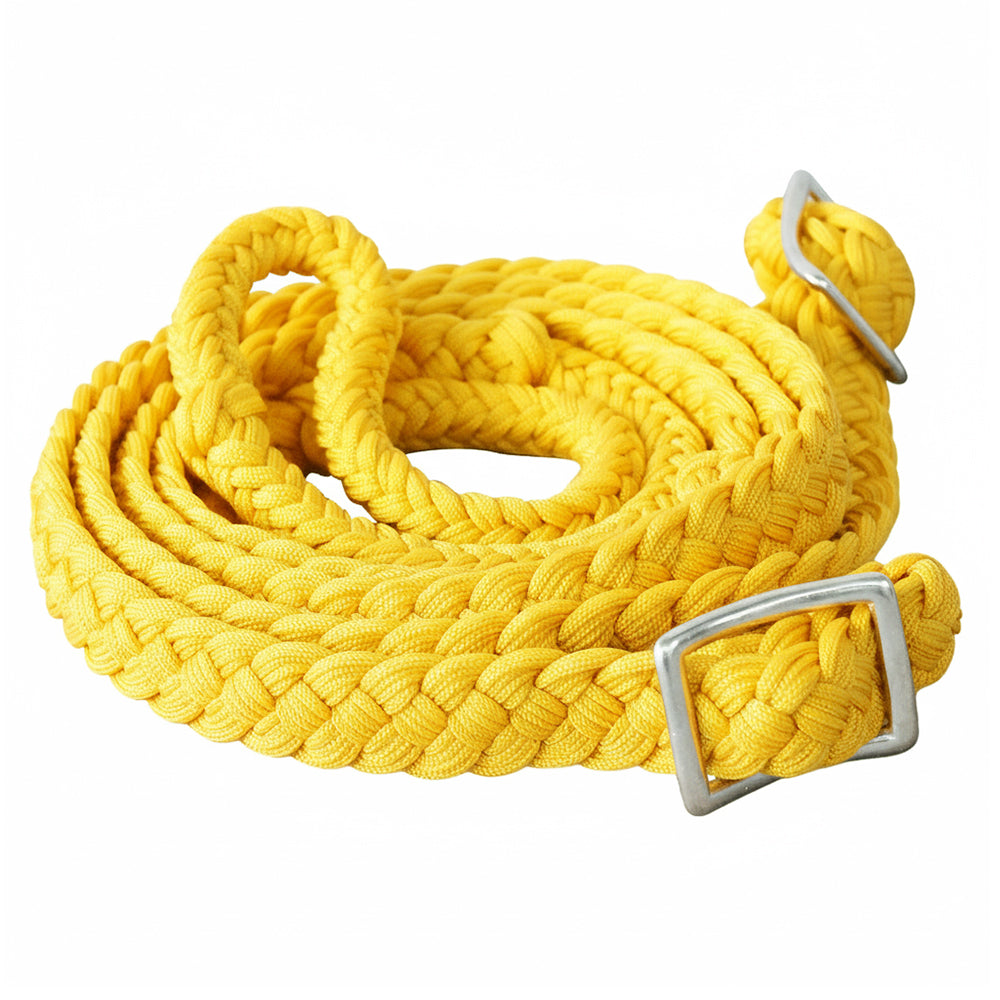 Hilason Braided Cotton Flat Roping Reins with Conway Buckles