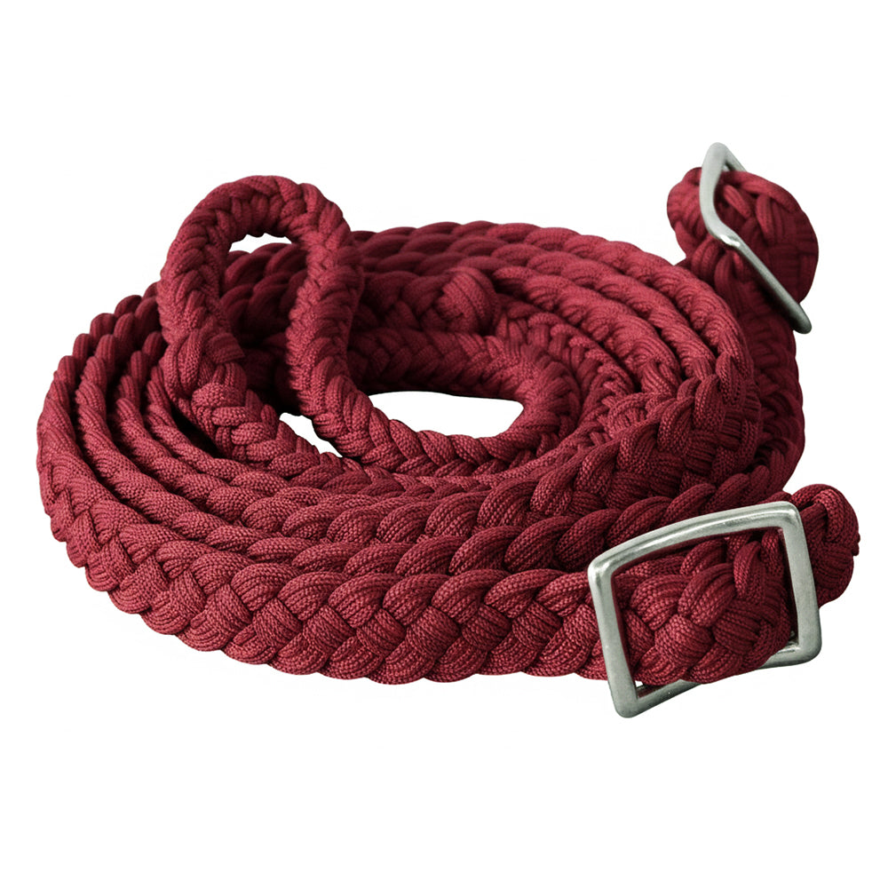 Hilason Braided Cotton Flat Roping Reins with Conway Buckles