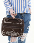 ADBGA683 Jewelry Case Genuine Western Suede Leather women bag