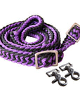 1" X 8Ft Hilason Braided Poly Barrel Horse Racing Reins Flat Grip Knots W/ Snaps