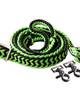 1" X 8Ft Hilason Braided Poly Barrel Horse Racing Reins Flat Grip Knots W/ Snaps