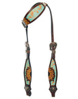 AMERICAN DARLING Western Horse One Ear Headstall Breast Collar Set Leather