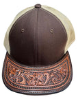 American Darling Men Women Adjustable Cap With Leather On Visor Brown