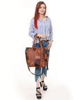 OHLAY Tote Genuine Leather women bag western Bag SKBZ174