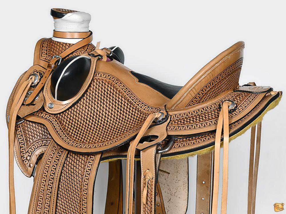 HILASON Western Horse Wade Ranch Roping American Leather Saddle Brown