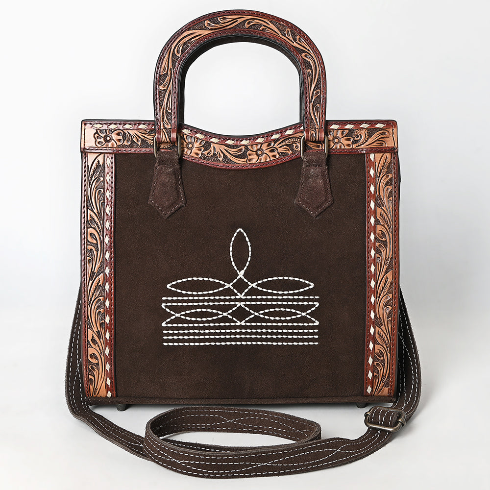 American Darling Tote Hand Tooled Suede Genuine Leather Women Bag Western Handbag Purse