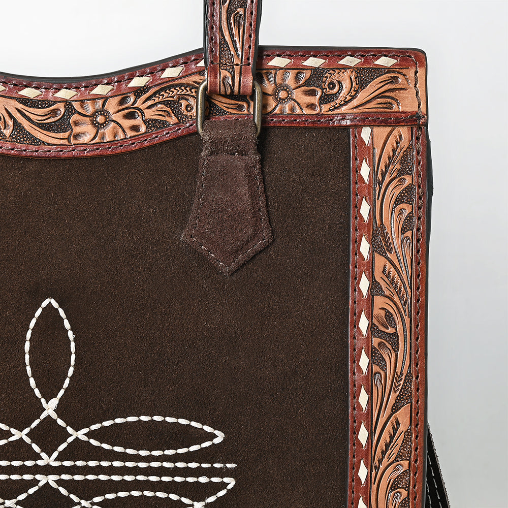 American Darling Tote Hand Tooled Suede Genuine Leather Women Bag Western Handbag Purse