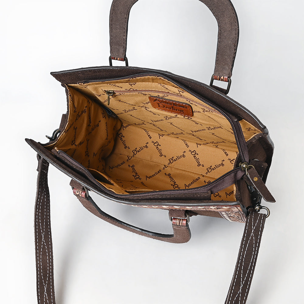 American Darling Tote Hand Tooled Suede Genuine Leather Women Bag Western Handbag Purse