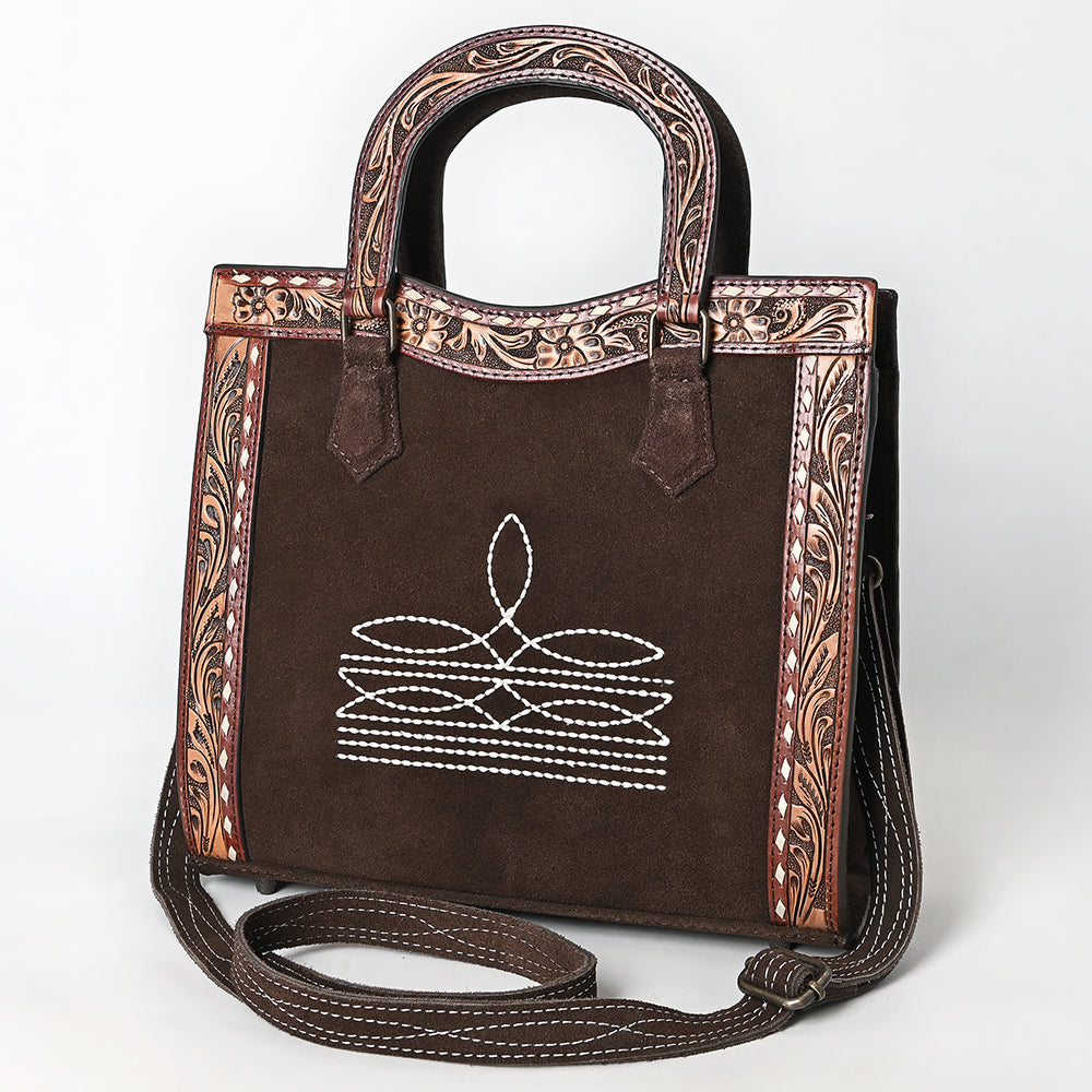 American Darling Tote Hand Tooled Suede Genuine Leather Women Bag Western Handbag Purse
