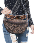 American Darling Fanny Pack Hand Tooled Genuine Western Leather Women Bag Handbag Purse |