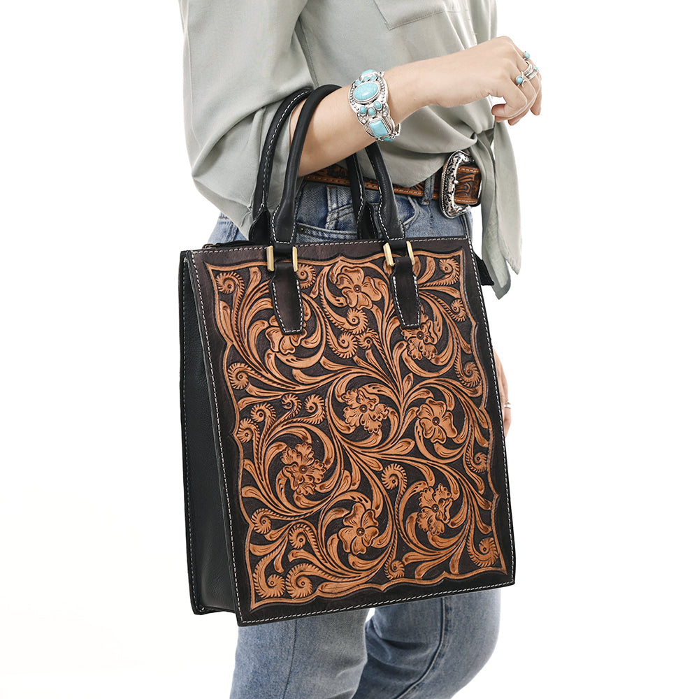 American Darling Hand Tooled Genuine Leather Tote Bag