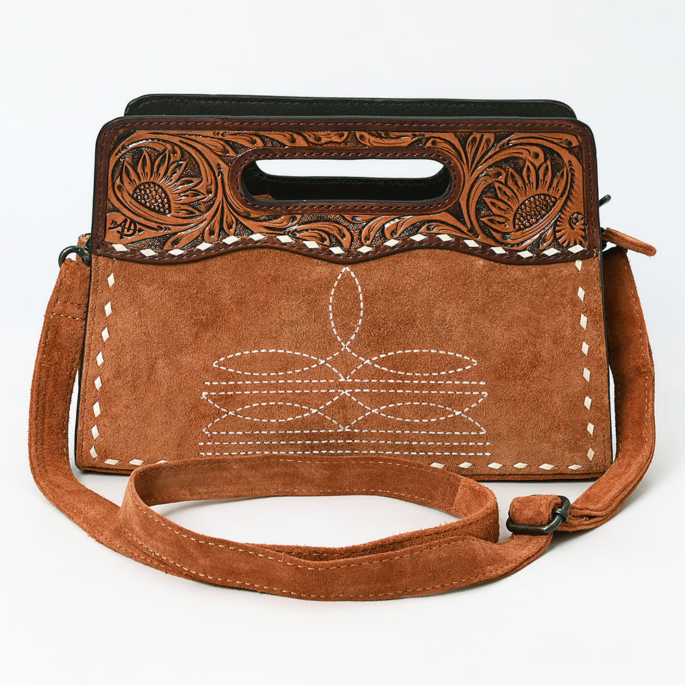 American Darling ADBG1658 Cross Body Hand Tooled Suede Genuine Western Leather Women Bag Western Handbag Purse
