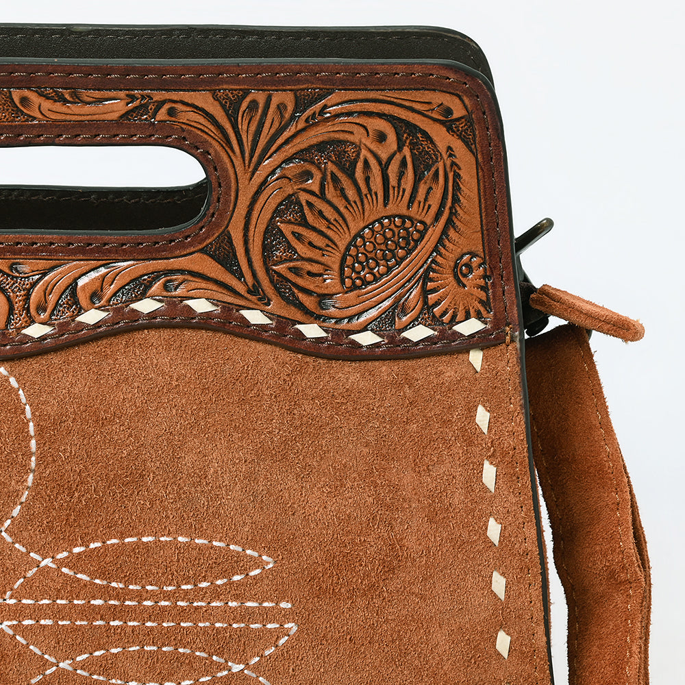 American Darling ADBG1658 Cross Body Hand Tooled Suede Genuine Western Leather Women Bag Western Handbag Purse