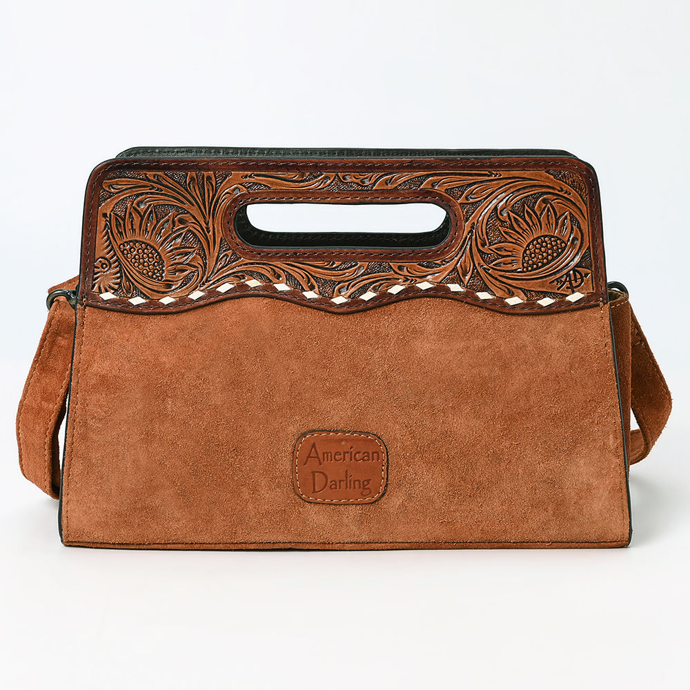 American Darling ADBG1658 Cross Body Hand Tooled Suede Genuine Western Leather Women Bag Western Handbag Purse