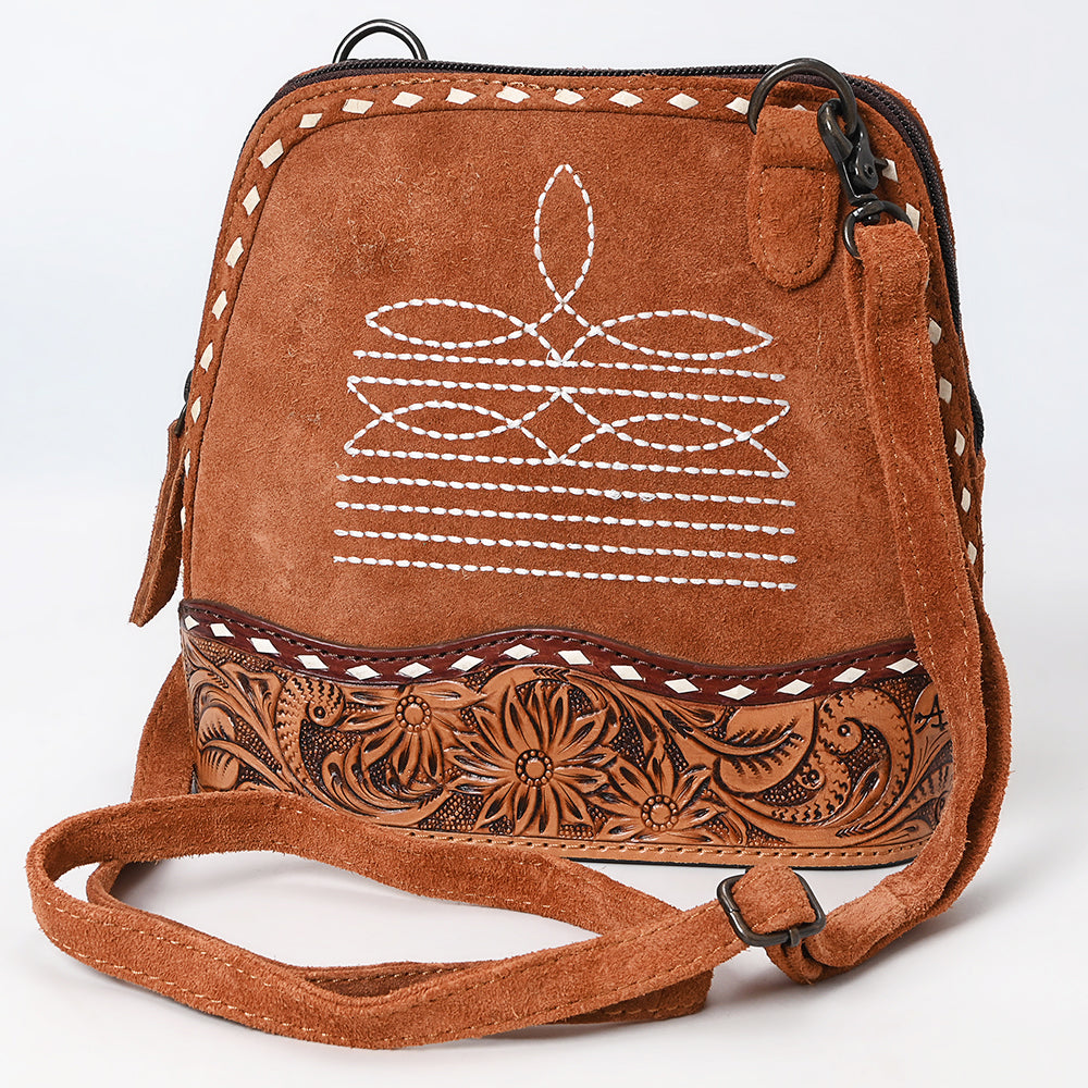 American Darling ADBG1659 Cross Body Hand Tooled Suede Genuine Western Leather Women Bag Western Handbag Purse