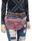 American Darling Fanny Pack Hand Tooled Genuine Western Leather Women Bag Handbag Purse |