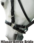 Western Leather Bitless Bitfree Bridle With Reins Black Hilason
