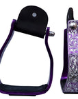 HILASON 3" Neck Western Aluminium Slanted Horse Stirrups Floral Engraved