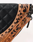 American Darling Western Leather Taco Bag with Quilted Build Hand-Tooled Accents Genuine Leather and Secure YKK Closure