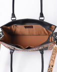 American Darling Genuine Leather Hand-Tooled Floral Quilted Tote Bag Shoulder Purse with YKK Zipper - 12in X 16in