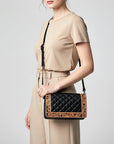 American Darling Genuine Leather Hand-Tooled Floral Quilted Organiser Bag Crossbody with YKK Zipper