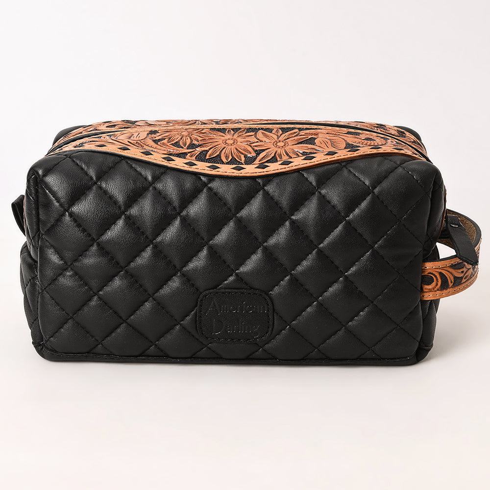 American Darling Toiletry Hand Tooled Genuine Western Leather Women Bag