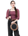 ADBG1684 Canteen Hand Tooled Genuine Western Leather Women Bag