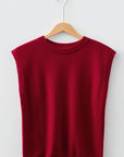 Solid Crewneck Cap Sleeve Knit Sweater