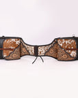 Hilason Western Horse Floral Genuine Hair-On Leather Saddle Bag Black / Brown Heavyduty Traditional Trail Ride