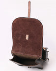 Hilason Western Horse Floral Genuine Hair-On Leather Saddle Bag Black / Brown Heavyduty Traditional Trail Ride