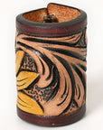 American Darling Western Hand Tooled Carved Genuine Leather Scarf Ring Brown Scarf Clasp Bandana Slide Bandana Cuff