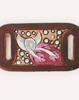 American Darling Western Hand Tooled Carved Genuine Leather Scarf Clasp Bandana Slide Bandana Cuff