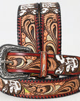 American Darling ADBLF154-L Beautifully Hand Tooled Genuine American Leather Belt Men and  Women