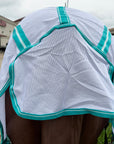 66 In - 84 In Hilason Horse Fly Sheet With Neck  Uv Protect Mesh Bug Mosquito Summer White/Turquoise