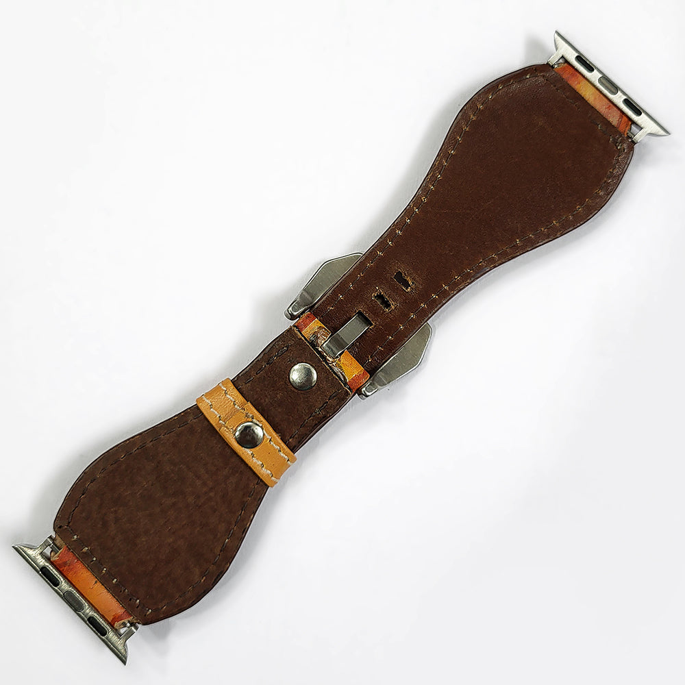 American Darling Hand Tooled I watch Strap Genuine Leather With Beautiful Cactus Hand Painted Smart Watch Strap
