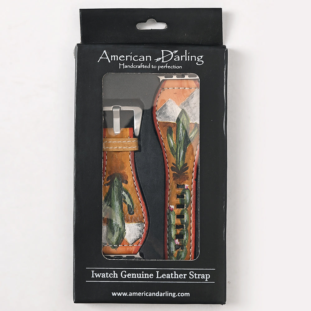 American Darling I watch Strap Genuine Leather With Beautiful Cactus Hand Painted Smart Watch Strap