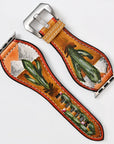 American Darling I watch Strap Genuine Leather With Beautiful Cactus Hand Painted Smart Watch Strap