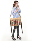 OHLAY Clutch Hair On Upcycled Canvas  Genuine Leather Women Bag Western Handbag Purse