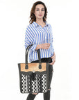 OHLAY Tote Upcycled Canvas Hair On  Genuine Leather Women Bag Western Handbag Purse