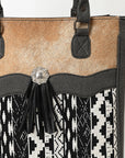 OHLAY Tote Upcycled Canvas Hair On  Genuine Leather Women Bag Western Handbag Purse