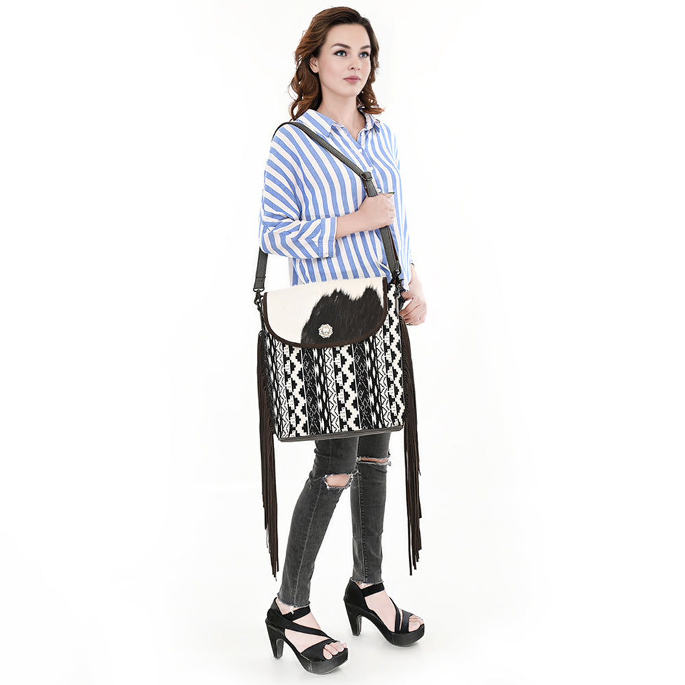 OHLAY Tote Hair On Upcycled Canvas  Genuine Leather Women Bag Western Handbag Purse